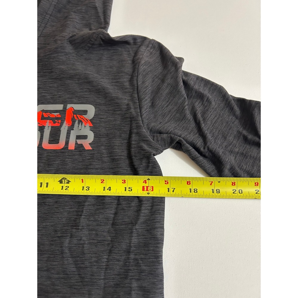 Under Armour Kids Hoodie Charcoal Grey Orange Graphic Logo YMD Medium - Picture 3 of 5